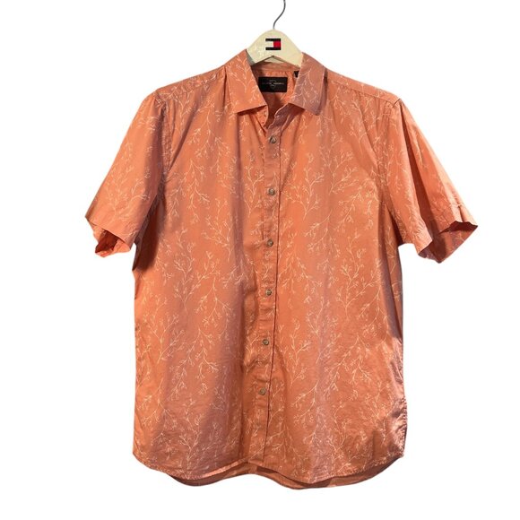 BLACK BROWN 1826 Men's Casual Button Down Shirt Sz L Peach with Cream Detail - Picture 1 of 10